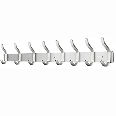 Immagine di MEIJO Appendiabiti da Parete, Ganci Attaccapanni in Acciaio Inox Muro Moderno per Cameretta, Ingresso, Cucina, Bagno (8 Ganci, Argento)