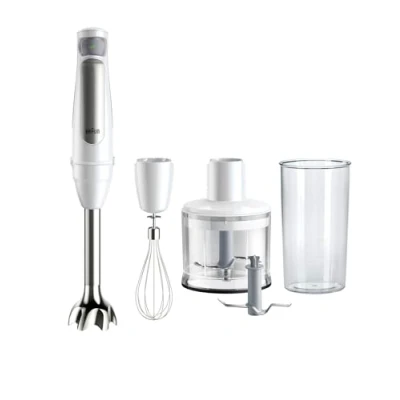 Immagine di Braun MultiQuick7 MQ7035I, 5 ANNI DI ASSISTENZA, Potenza 1000W, Frullatore a immersione, Tecnologia Splash Control, Frusta Filo in Acciaio, Tritatutto da 500ml, Bicchiere senza BPA 600ml, Bianco