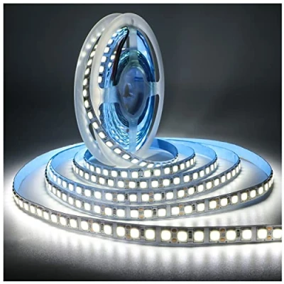 Immagine di Tesfish Striscia LED, 12V Bianco puro 6000K Strisce LED 5M 5054 IP20 120 LEDs/M, Totale 600 LEDs Nastri Super Luminosa Luci per Camera da letto, Scaffali, decorazione Cucina