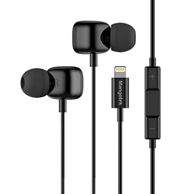Immagine di Mangotek, cuffie Lightning per Apple auricolari cablati iPhone con microfono MFi 12/12 Pro/12 Mini/SE/11 Pro Max/10/X/XS/XR/7/8 Plus
