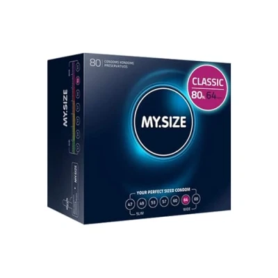 Immagine di MY.SIZE Preservativi classici misura 6 I 64 mm di larghezza 80 pezzi confezione mega premium extra sottili fedeli al tatto 0,07 spessore delle pareti