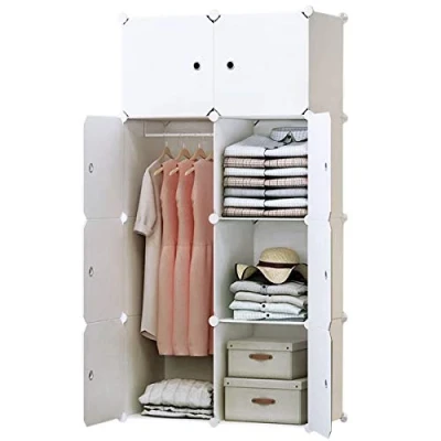 Immagine di BRIAN &amp; DANY Armadio Modulare con 8 Cubi, Scaffale Componibile Ante, Guardaroba Organizzatore Economico, stanzino Combinato in Plastica, 75 x 47 148 cm
