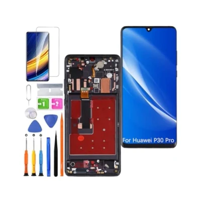 Immagine di Display di ricambio per Huawei P30 Pro LCD Schermo TFT, VOG L29 Touch Digitizer Assembly Kit parti riparazione (nero con cornice, senza impronte digitali, non curvo Screen)