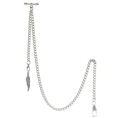 Immagine di TREEWETO Albert Orologio da taschino uomo, con catena a maglia barbazzale, 2 ganci, ciondolo forma di foglia anticata, in rame, barra T, Argento, Antico