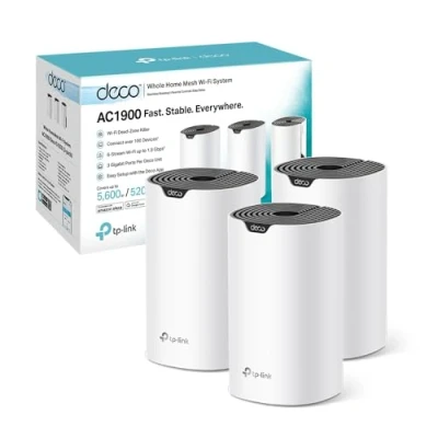 Immagine di TP Link Deco S1900(3 pack) Router WiFi Mesh AC1900Mbps, 3 Porte Ethernet Gigabit, Modalità e Access Point, Parental Control, Pezzi con Copertura fino a 520㎡, Compatibile Amazon Alexa