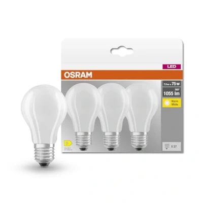 Immagine di OSRAM 4058075592490 LED (monocolore) ERP D (A G) E27 Forma di bulbo 7.5 W = 75 Bianco caldo (Ø x L) 60 mm 105 3 pz.