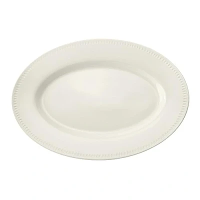 Immagine di Mikasa Cranborne vassoio da portata in gres color crema, 39 cm, ovale grande adatto a microonde e lavastoviglie