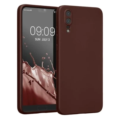Immagine di kwmobile Custodia Compatibile con Huawei P20 Cover Protezione Back Case Morbida Silicone TPU Effetto metallizzato vinaccia