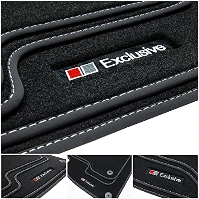 Immagine di tuning art A36 Exclusive Line Tappetini Compatibile con Audi A4 B8 8K 2008 2015, Cucitura:Argento