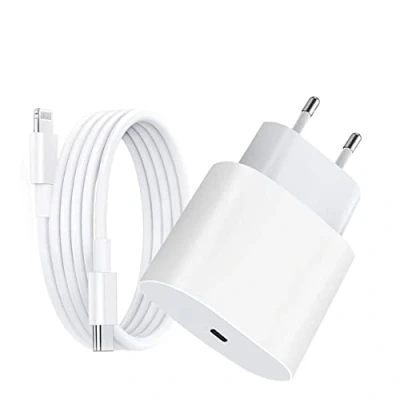 Immagine di Unique Secure Certificato Apple MFi: caricatore da parete USB C 20 W con cavo 1 m a Lightning 6.6 Feet PD 3.0 Fast Charger, bianco 001, JBB 778