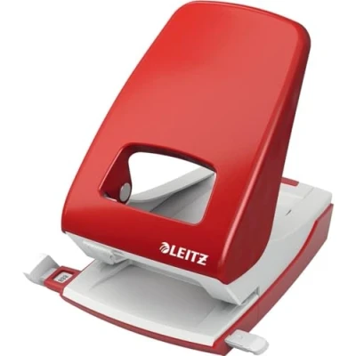 Immagine di Leitz Pratica Perforatrice da Ufficio, Capacità fino a 40 Fogli, Rosso, Metallo, Guida di Arresto con Barra Selezione del Formato, Gamma NeXXt, Box, 51380095