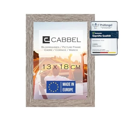 Immagine di CABBEL Cornice 13x18 cm, Rovere scuro, Robusta in Legno MDF, plexiglass infrangibile, da Appendere e d