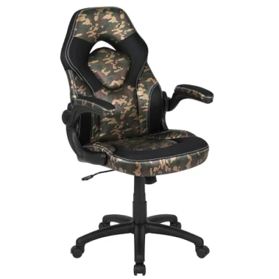 Immagine di Flash Furniture Sedia da Corsa, Plastica, Poliuretano,Schiuma,Tessuto a Rete,Legno Tecnico,Cuoio, Motivo Mimetico, X10