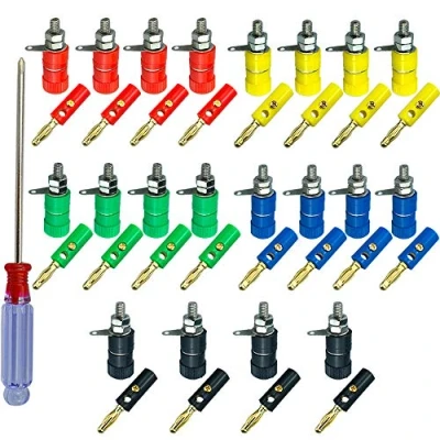 Immagine di FULARR® 40Pcs Premium 4mm Banana Connettore Plug Socket Kit: 20Pcs Placcato Oro + Speaker Terminale Binding Post, per Altoparlanti, Audio/Video Ricevitore (5 Colore)