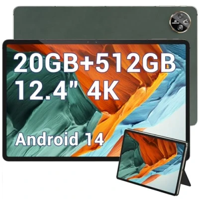 Immagine di DOOGEE T30 MAX Tablet 12.4 Pollici, Gaming PC Android 14， 20GB RAM + 512GB ROM/(2TB Espandibile), 2560 * 1600 4K Display, 10800mAh/33W, 50MP+20MP, Widevine L1,Helio G99, 4G LTE/5G WiFi/OTG/GPS
