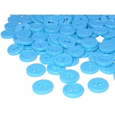 Immagine di AERZETIX C56320 Set di 100 Bottoni rotondi per cucito Ø11.5x2.2mm con 2 fori diametro apertura 2mm colore blu in plastica hobby creativo decorazione cucire merceria moda