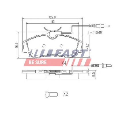 Immagine di FAST FT29517 Kit pastiglie freno Assale anteriore con sensore usura integrato CITROËN: Berlingo / First I Van,