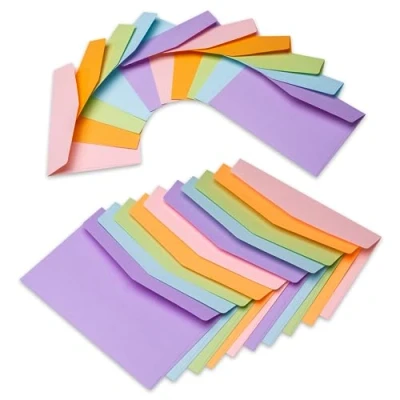 Immagine di Noa Home Deco 40 Pezzi Buste per Biglietto 16 x 11 cm Colorate Piccole C6, Carino Regalo di Nozze, Forniture Festa Compleanno, 5 colori