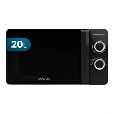 Immagine di Cecotec Forno a Microonde 20L Proclean 3030 Flatbed. 700W, Design Compatto, Interno Ceramico, Modalità Scongelamento, Timer 30 Min, Tecnologia 3Dwave, Dettagli Fullcrystal