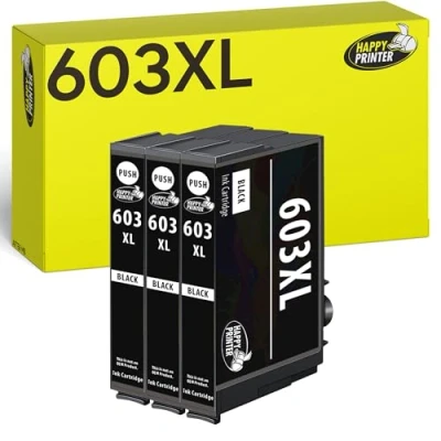 Immagine di Happy Printer 3 cartucce compatibili con Epson 603XL Nero per WF2810 WF2820 WF2830 WF2835 WF2840 WF2845 WF2850 WF2870 XP2105 XP2150 XP2155 XP3105 XP3150 XP3155 XP4105 XP4150 XP4155