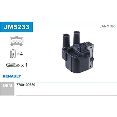 Immagine di JANMOR JM5233 Bobina d&#039;accensione RENAULT: CLIO 2, Kangoo I, Megane Scenic