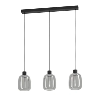 Immagine di EGLO connect Lampada LED a sospensione Molochio Z, 3 luci, nera, trasparente