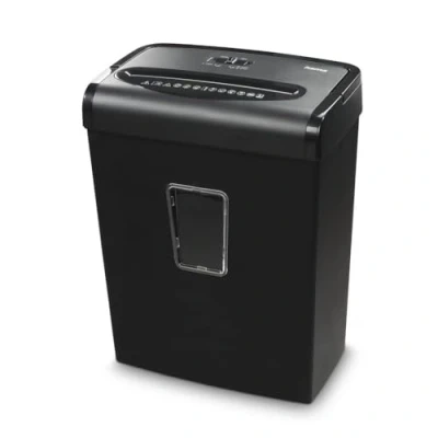 Immagine di Hama Distruggidocumenti professionale Home Office (taglio a particelle, trituratore, elettrico, 8 fogli di carta, trituratore in plastica, cestino da 20 litri, livello sicurezza 5 GDPR)