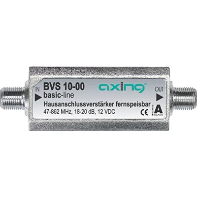 Immagine di Axing BVS 10 00 Mini Amplificatore di Linea per TV via Cavo, 12 V, 47 862 MHz, 18 20 dB