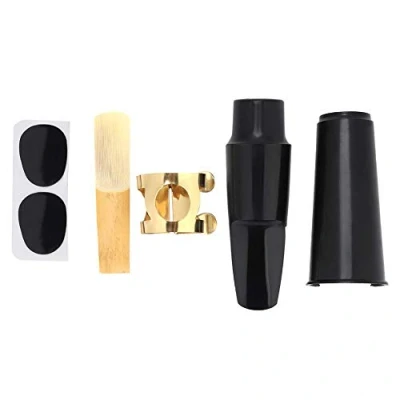 Immagine di Kit Bocchino per Sassofono Contralto 5 in 1, ABS e Tappo Fibbia Metallo Ance Pad dei Denti