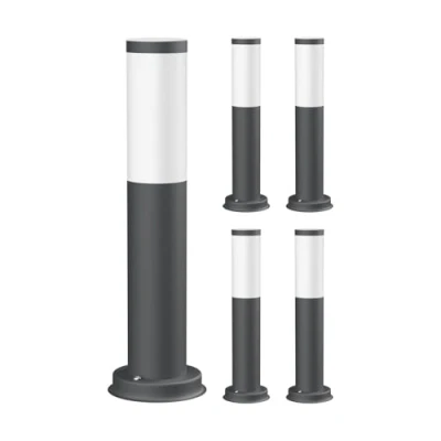 Immagine di ledscom.de 5 pz. bitta luminosa PORU per esterni, IP44, 39cm, antracite, incl. lampada E27 471lm, bianco extra caldo