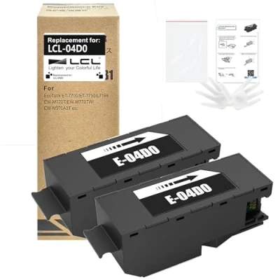 Immagine di LCL 04D0 T04D0 C13T04D000 Maintenance Box (Scatola di manutenzione) Compatibile con Epson EcoTank ET 7700 7750 L7188 (2 Pack Nero)