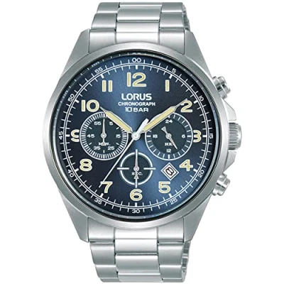 Immagine di Lorus Orologio analogico al quarzo da uomo con cinturino in metallo e pelle, Argento RT305KX9