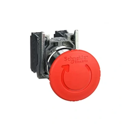 Immagine di Schneider Electric XB4BS8445 Pulsante A fungo Anello frontale in metallo, con interruttore di emergenza, rotondo, azzerabile 120 V/AC 6 1 NC, NA IP66,