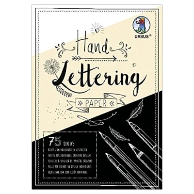 Immagine di Ursus Carta da Lettering a Mano, Colour Mix, DIN A5, 200 + 210 g/m², 75 Fogli di cartoncino in Bianco, Crema e Nero, Base Ideale per Personalizzare Le Lettere, Multicolore, 24949299