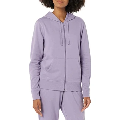 Immagine di Amazon Essentials Felpa con Cappuccio e Zip a Tutta Lunghezza in Pile di French Terry (Taglie Forti Disponibili) Donna, Vinaccia, XXL