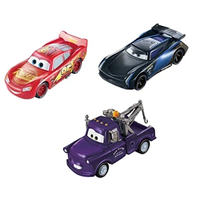 Immagine di Mattel Disney Pixar Cars Saetta McQueen, Mater e Bobby Swift Cambia Colore, Confezione da 3 The Movie Giocattolo per Bambini 3+Anni, GPB03