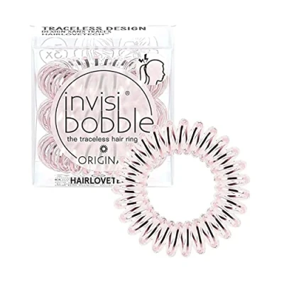 Immagine di Invisibobble elastico capelli Rosa metallizzato Original x3 a spirale per donna e uomo elastici senza pieghe forte tenuta