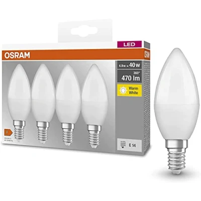 Immagine di OSRAM 4058075819474 LED (monocolore) ERP F (A G) E14 Forma di candela 4.9 W = 40 Bianco caldo (Ø x L) 35 mm 106 4 pz.