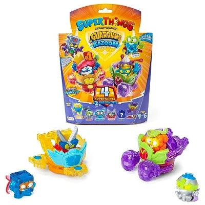 Immagine di SuperThings Guardians of Kazoom Pack da 4 (Include 1 capitano d’argento) e 2 Jet