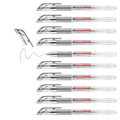 Immagine di edding Gelroller, 4 2185054 Roller a Inchiostro Gel punta, 10 Pezzi, argento