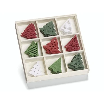 Immagine di Knorr Prandell Cofanetto con alberelli di Natale in Legno, da 22 mm Ornamenti Feltro, Multicolore