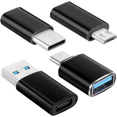 Immagine di [4 Pezzi] Adattatore USB C USB, a 3.0 C, Micro Compatibile con MacBook Pro, Samsung Galaxy, Smartphone, Laptop, PC, in Auto e Altro