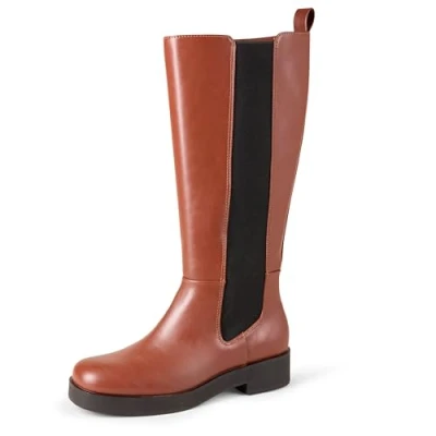 Immagine di Amazon Essentials Stivali Alti con Soffietto Donna, Castagna, 41 EU