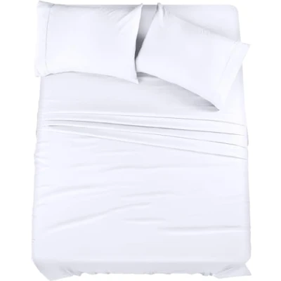 Immagine di Utopia Bedding Set di lenzuola per letto queen size, in microfibra spazzolata, resistenti al restringimento e allo sbiadimento, facili da pulire (queen bianco)
