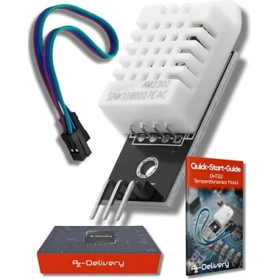 Immagine di AZDelivery DHT22 AM2302 sensore di temperatura E umidità, con cavi Jumpers compatibile Arduino Raspberry Pi incluso un Book!