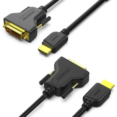 Immagine di BENFEI Cavo adattatore da HDMI a DVI, bidirezionale, DVI D 24+1 maschio maschio, ad alta velocità, supporta 1080p Full HD, compatibile con Raspberry Pi, Roku, Xbox One, PS4, PS3, confezione
