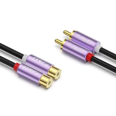 Immagine di J&amp;D Cavo RCA, Placcato in oro 2 RCA Maschio a Femmina di Estensione Guscio Viola Robusto Audio Stereo 1.8 M