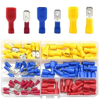 Immagine di CEEYSEE 120 Pezzi Connettori Terminali Elettrici a Crimpare Set Di Femmina e Maschio Per Cavi Da 0,5 6,0 mm² (Rosso、Blu、Giallo/YPSZ)