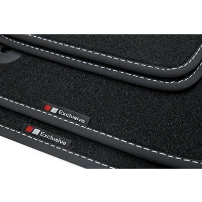 Immagine di teileplus24 EF103 Tappetini Exclusive Line Design per Audi A3 8V Sportback 2013 2020 con Cucitura Decorativa, Cucitura:Argento
