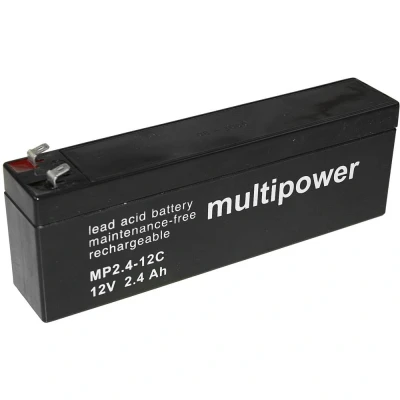 Immagine di multipower PB 12 2,4 4,8 MP2,4 12C Batteria al Piombo V 2.4 Ah AGM (L x A P) 178 66 34.5 mm Spina piatta Ciclica, Esente da